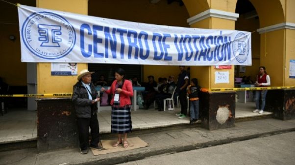 Un bureau de vote à San Juan Sacatepequez dans le sud du Guatemala, le 16 juin 2019 Un bureau de vote à San Juan Sacatepequez dans le sud du Guatemala, le 16 juin 2019