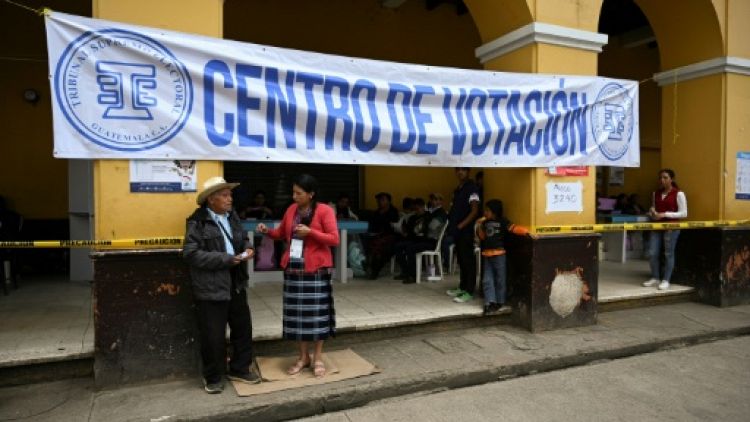 Un bureau de vote à San Juan Sacatepequez dans le sud du Guatemala, le 16 juin 2019