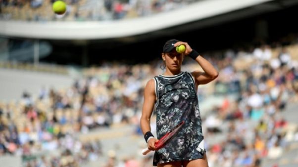 Caroline Garcia face à la Russe Anna Blinkova au deuxième tour de Roland Garros, le 30 mai 2019 à Paris Caroline Garcia face à la Russe Anna Blinkova au deuxième tour de Roland Garros, le 30 mai 2019 à Paris