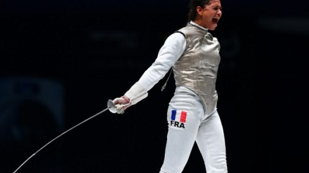 La fleurettiste Ysaora Thibus lors des championnats du monde à Wuxi le 26 juillet 2018 La fleurettiste Ysaora Thibus lors des championnats du monde à Wuxi le 26 juillet 2018