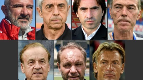Photo montage (en haut) des sélectionneurs N Dupuis, A Giresse, C Martins et M Dussuyer (en bas) G Rohr, S Migné et H Renard, le 17 juin 2019 à Paris Photo montage (en haut) des sélectionneurs N Dupuis, A Giresse, C Martins et M Dussuyer (en bas) G Rohr, S Migné et H Renard, le 17 juin 2019 à Paris