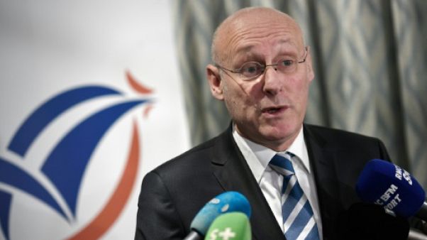 Le président de la Fédération française de rugby Bernard Laporte en conférence de presse le 27 décembre 2017 à Paris Le président de la Fédération française de rugby Bernard Laporte en conférence de presse le 27 décembre 2017 à Paris