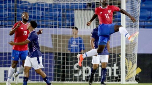 L'attaquant costaricien Mayron George buteur lors du match de phase de groupes de la Gold Cup face aux Bermudes, à Frisco au Texas, le 20 juin 2019 L'attaquant costaricien Mayron George buteur lors du match de phase de groupes de la Gold Cup face aux Bermudes, à Frisco au Texas, le 20 juin 2019