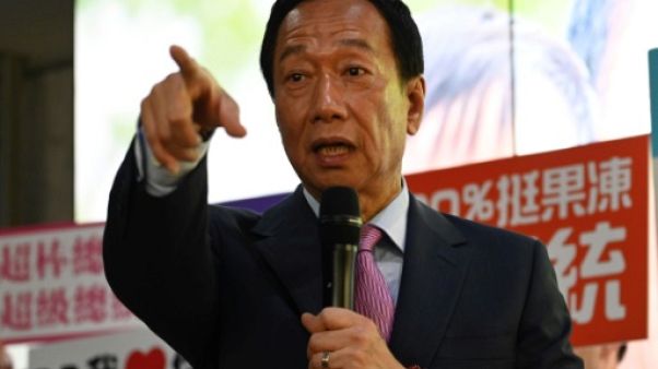 Terry Gou, le fondateur de Foxconn, lors d'une conférence de presse à Nouveau Taipei, le 21 juin 2019 Terry Gou, le fondateur de Foxconn, lors d'une conférence de presse à Nouveau Taipei, le 21 juin 2019