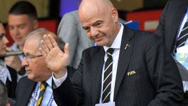 Le président de la Fifa Gianni Infantino lors de Japon-Ecosse au Mondial-2019, le 14 juin 2019 à Rennes Le président de la Fifa Gianni Infantino lors de Japon-Ecosse au Mondial-2019, le 14 juin 2019 à Rennes