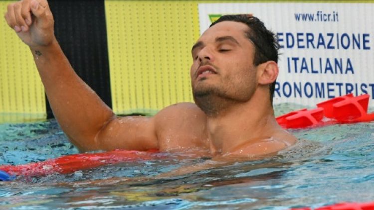 Le Français Florent Manaudou 2e du 50 m nage libre à Rome le 21 juin 2019