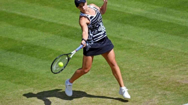 L'Australienne Ashleigh Barty face à la Tchèque  Barbora Strycova en demi-finales du tournoi de Birmimgham, le 22 juin 2019  