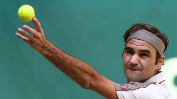 Le Suisse Roger Federer lors du tournoi de Halle le 22 juin 2019 Le Suisse Roger Federer lors du tournoi de Halle le 22 juin 2019