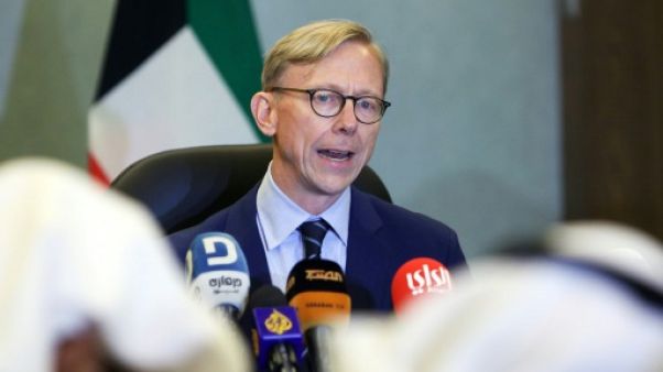 L'émissaire américain pour l'Iran Brian Hook lors d'une conférence de presse à Koweït le 23 juin 2019 L'émissaire américain pour l'Iran Brian Hook lors d'une conférence de presse à Koweït le 23 juin 2019