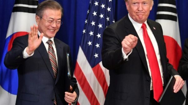 Le président américain Donald Trump et son homologue sud-coréen Moon Jae-in, à New York le 24 septembre 2018 Le président américain Donald Trump et son homologue sud-coréen Moon Jae-in, à New York le 24 septembre 2018