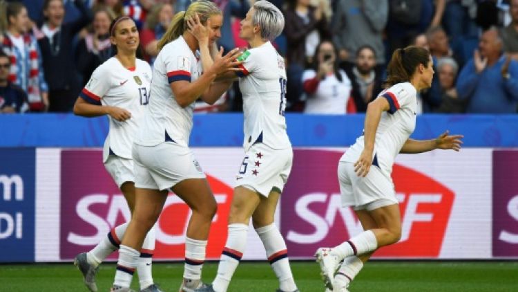 Les Américaines restent sur une victoire facile contre la Suède en match de poules, le 20 juin 2019 au stade Océane du Havre