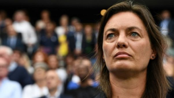 La sélectionneuse des Bleues, Corinne Diacre, lors du 8e de finale du Mondial face au Brésil, au Havre, le 23 juin 2019 La sélectionneuse des Bleues, Corinne Diacre, lors du 8e de finale du Mondial face au Brésil, au Havre, le 23 juin 2019