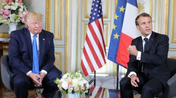 Les présidents américain Donald Trump et français Emmanuel Macron, le 6 juin 2019 à Caen (France) Les présidents américain Donald Trump et français Emmanuel Macron, le 6 juin 2019 à Caen (France)