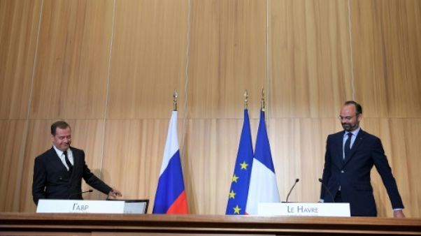 Dmitri Medvedev et Edouard Philippe au Havre, le 24 juin 2019 Dmitri Medvedev et Edouard Philippe au Havre, le 24 juin 2019