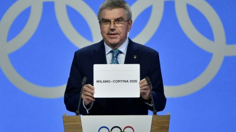 Le président du CIO Thomas Bach lors de l'annonce de l'attribution des JO d'hiver 2026 à Milan/Cortina d'Ampezzo le 24 juin 2019