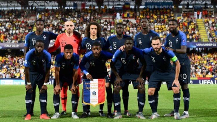 L'équipe de France des -21 ans lors du match nul 0-0 face à l'Espagne à Cesena le 24 juin 2019