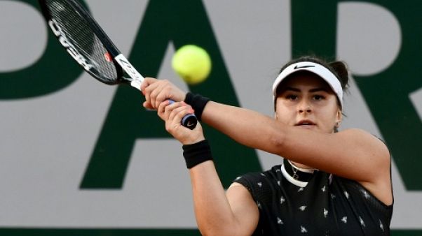 La Canadienne Bianca Andreescu face à la Tchèque Marie Bouzkova au 1er tour de Roland-Garros, le 27 mai 2019 La Canadienne Bianca Andreescu face à la Tchèque Marie Bouzkova au 1er tour de Roland-Garros, le 27 mai 2019