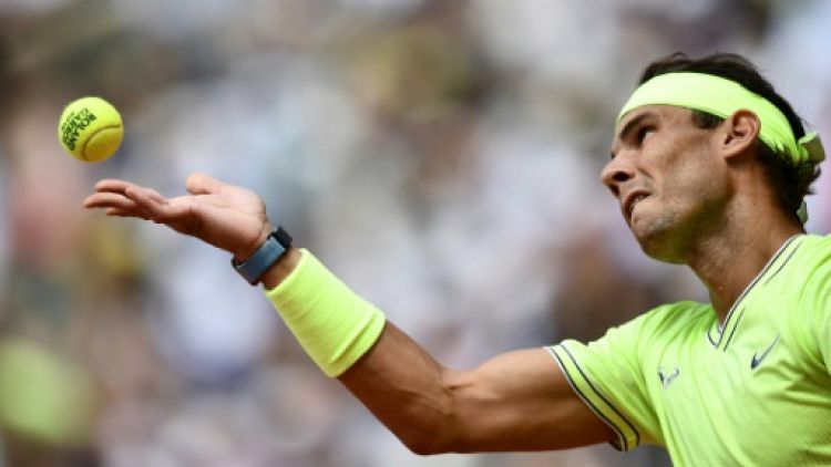 L'Espagnol Rafael Nadal lors de sa finale face à l'Autrichien Dominic Thiem, à Roland-Garros, le 9 juin 2019