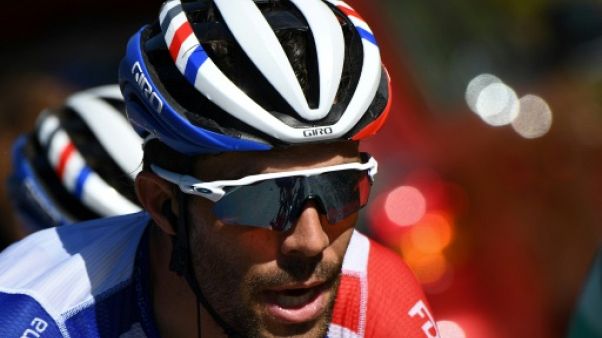 Le Français Thibaut Pinot lors de la 8e et dernière étape du Critérium du Dauphiné, entre Cluses et Champéry, le 16 juin 2019 Le Français Thibaut Pinot lors de la 8e et dernière étape du Critérium du Dauphiné, entre Cluses et Champéry, le 16 juin 2019