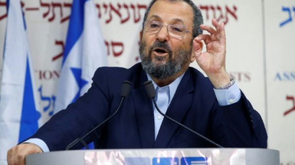 L'ancien Premier ministre israélien Ehud Barak lors d'une conférence de presse à Tel-Aviv le 26 juin 2019 pour annoncer la création d'un nouveau parti L'ancien Premier ministre israélien Ehud Barak lors d'une conférence de presse à Tel-Aviv le 26 juin 2019 pour annoncer la création d'un nouveau parti