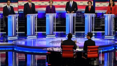 Le plateau du premier débat démocrate pour la présidentielle de 2020 à Miami, en Floride, le 26 juin 2019 Le plateau du premier débat démocrate pour la présidentielle de 2020 à Miami, en Floride, le 26 juin 2019