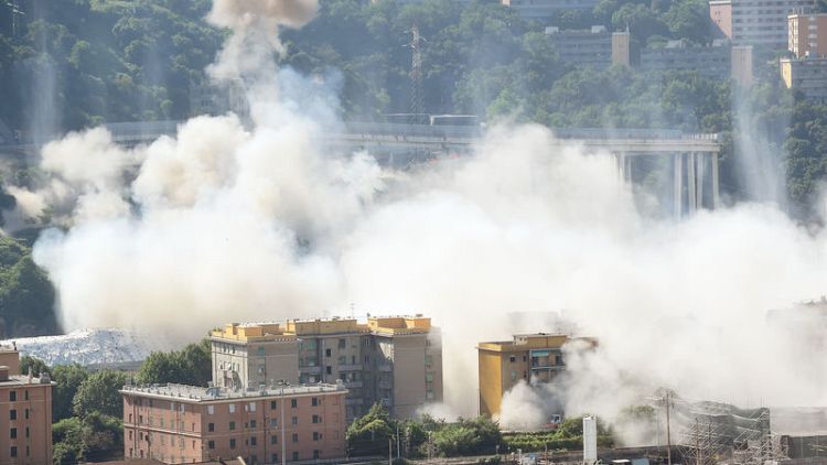 Controlled explosions demolish remains of collapsed Italy bridge