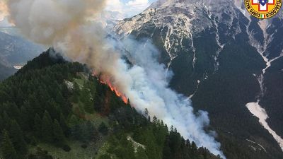 Incendi: fiamme in Cadore sul Col Rosà Incendi: fiamme in Cadore sul Col Rosà