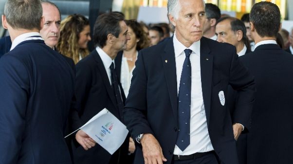 Malagò, cerimonia in Stadio Milano Malagò, cerimonia in Stadio Milano