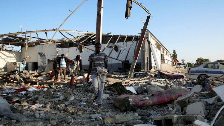 At least 44 killed as air strike hits Libya migrant detention centre - U.N.