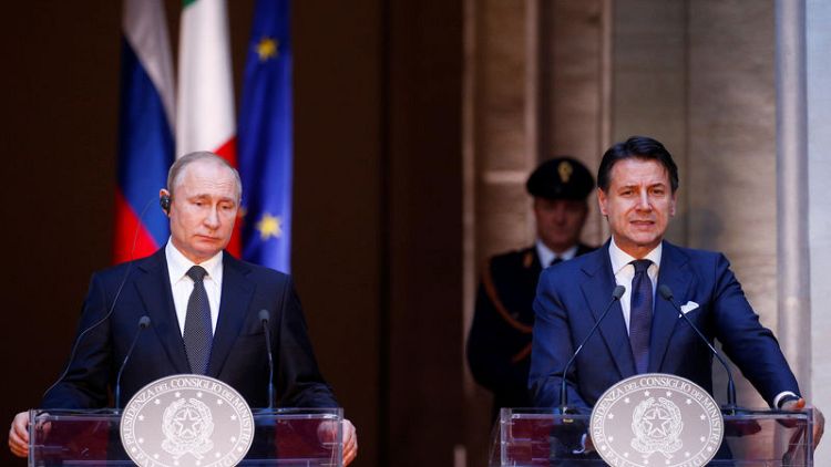 Putin, visiting Italy, says hopes Rome can help mend Moscow-EU ties
