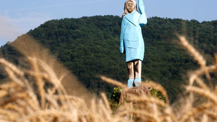 Rustic sculpture of Melania Trump unveiled near Slovenian hometown