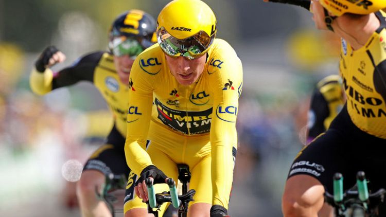 Cycling: Teunissen stays in yellow as Jumbo-Visna win Tour time trial