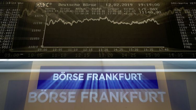 European shares edge lower, Deutsche Bank rally limits losses