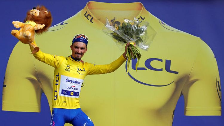 Cycling - Alaphilippe takes Tour stage three and yellow jersey