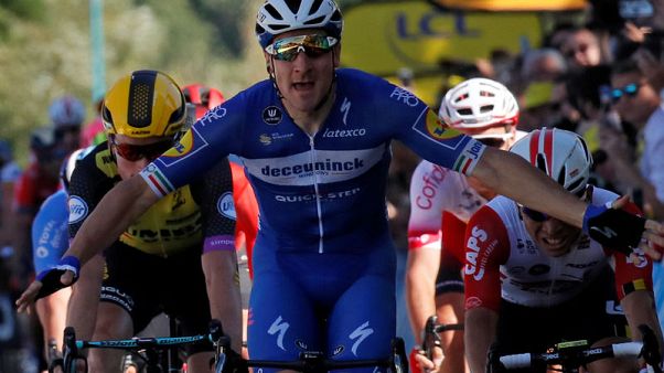 Cycling: Viviani wins Tour de France stage four, Alaphilippe stays in yellow Cycling: Viviani wins Tour de France stage four, Alaphilippe stays in yellow