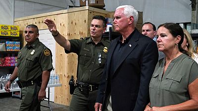 Pence views overcrowded, bad-smelling facility for detained migrants in Texas Pence views overcrowded, bad-smelling facility for detained migrants in Texas