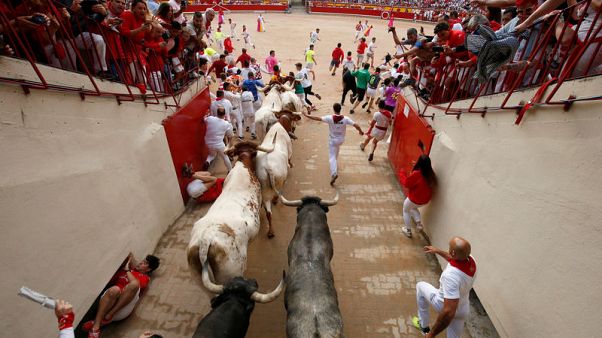 Eight hospitalised on last day of Pamplona bull-run Eight hospitalised on last day of Pamplona bull-run