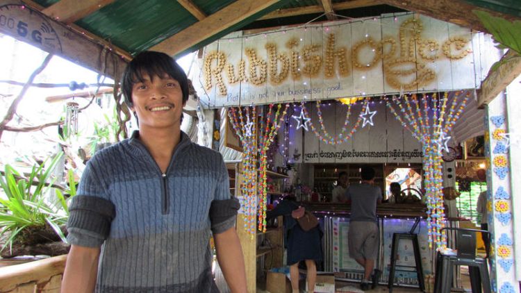 Plastic cups runneth over at Cambodia's Rubbish Cafe