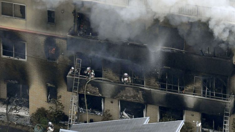 Arson suspected as fire engulfs Japanese studio; at least 23 feared dead