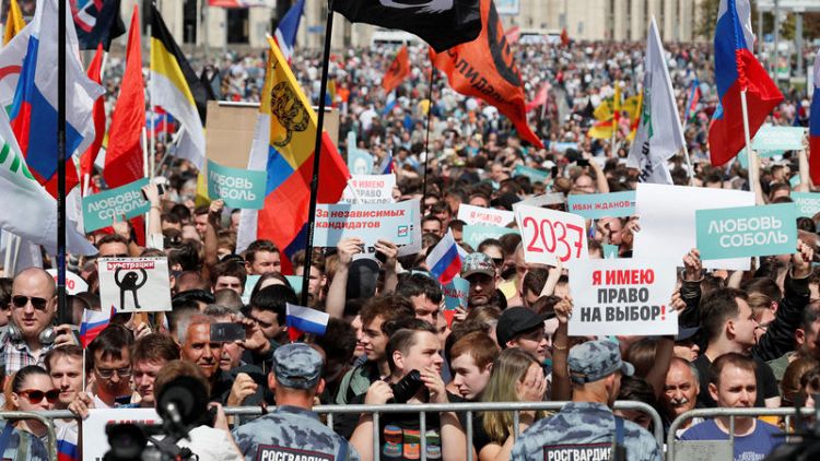 Thousands protest in Moscow after opposition barred from city vote