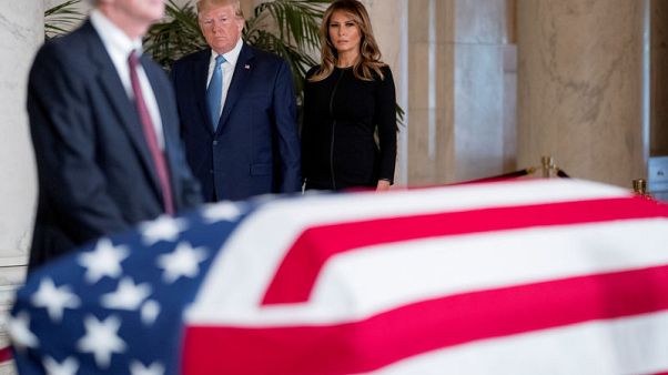 Trump, justices pay respects to late U.S. jurist Stevens Trump, justices pay respects to late U.S. jurist Stevens