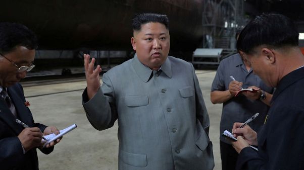 North Korea's Kim Jong Un inspects new submarine, points out weapons systems - KCNA North Korea's Kim Jong Un inspects new submarine, points out weapons systems - KCNA
