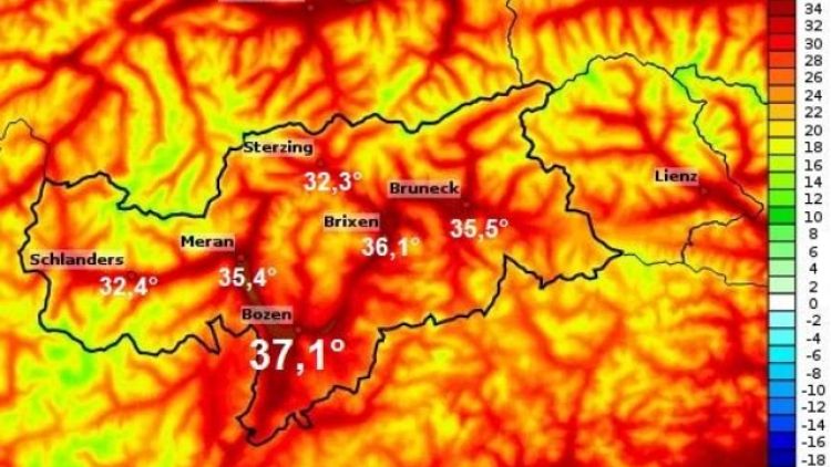 Caldo, percepiti 43 gradi a Bolzano