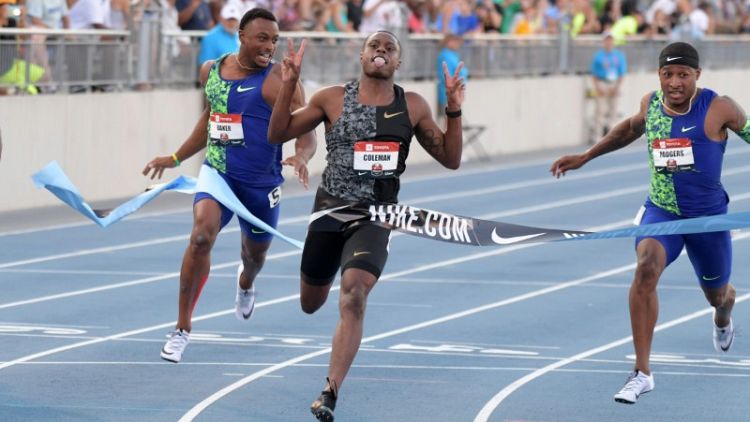 Coleman romps to U.S. 100 metres title