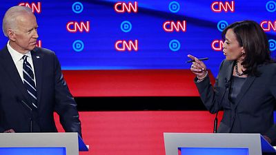 Biden and Harris do battle, face attacks in combative U.S. Democratic debate