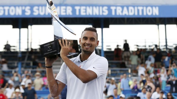 Kyrgios fights off back spasms to win Citi Open title