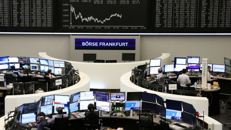 Chemical deals lift European shares, banks weigh