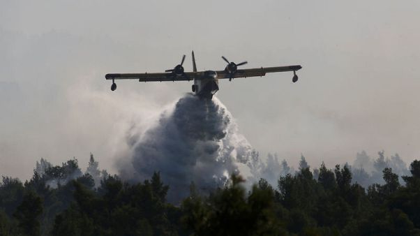 Fire rages on Greece's Evia, threat to people averted Fire rages on Greece's Evia, threat to people averted