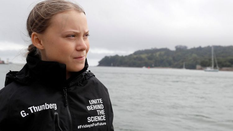 Swedish teen climate activist to sail into New York for U.N. summit