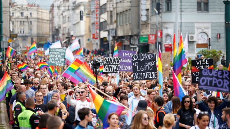 Bosnians march in first Gay Pride under tight police protection
